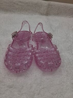 Kids Pink Glitter Jelly Sandals